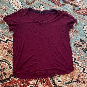 Elegant V-Neck Burgundy/Garnet Short Sleeve Top